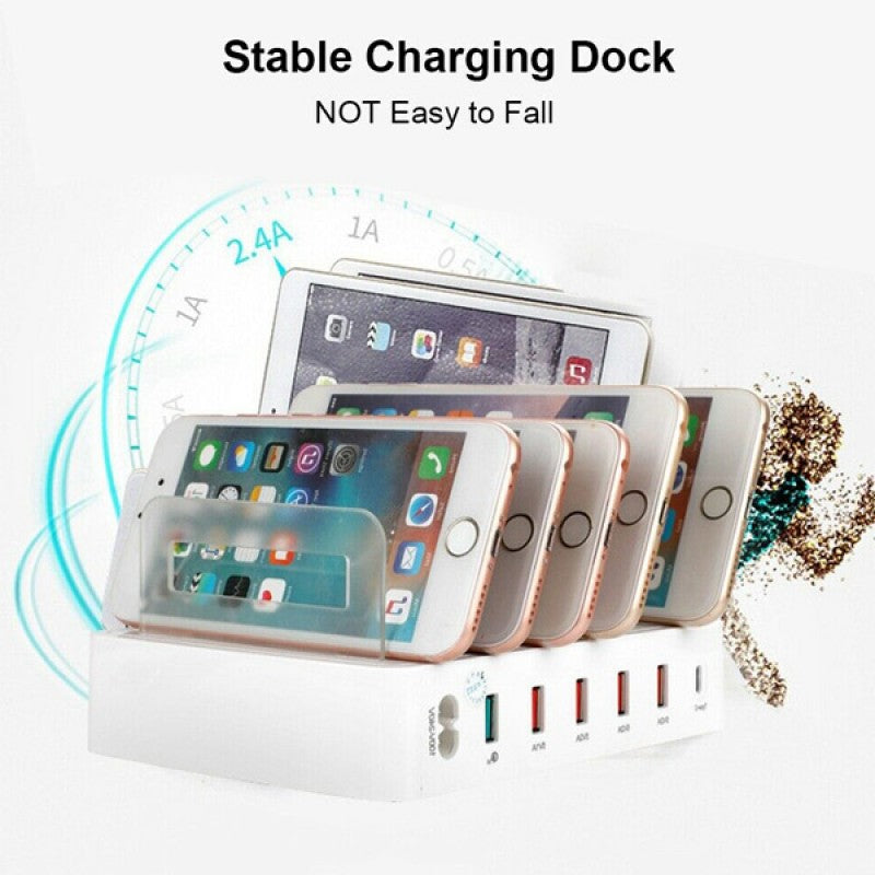 6 Port USB Charger Fast Mobile Phone Charging Station Dock Stand Holder 100-240V 6 Port USB Charger Fast Mobile Phone Charging Station Dock Stand Holder 100-240V